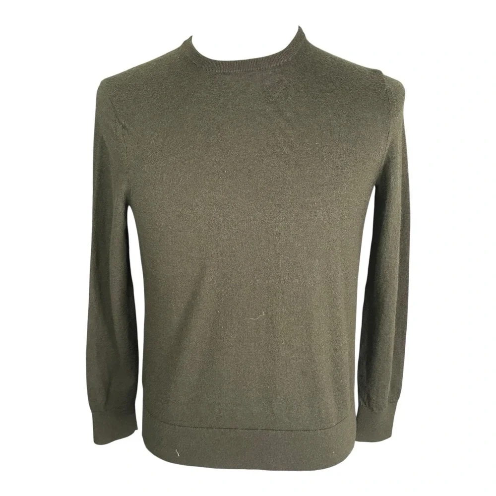 Banana Republic Merino Wool‎ Men Sz M Sweater Crewneck Cuff Green Preppy Classic